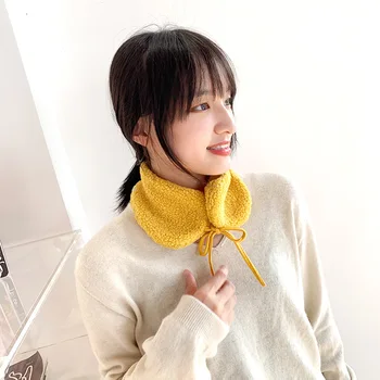 2019 žiemos korėjos stiliaus netikrą dirbtiniais kailiais apykaklės žiemos moterų storas šiltas earmuffs įvairios paskirties dvejopo naudojimo Kaklo Šilčiau gūžteli pečiais