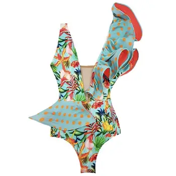 2020 Gėlių Spausdinti maudymosi kostiumėlį Moterų Paplūdimio Mados maudymosi Kostiumėliai Moterims Tiktų Vonioje Aukštos Kokybės vientisi maudymosi kostiumėlį Moteris Monokin