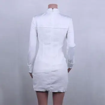 2020 korėjos stiliaus mygtuką pledas tvido suknelė moterys šalis seksuali mini suknelė office atsitiktinis ilgomis rankovėmis suknelė, švarkas mados streetwear