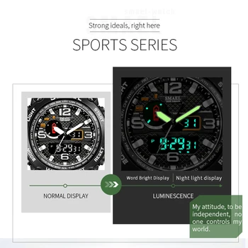 2020 Sporto Laikrodžiai Vyrams SMAEL Prekės Armijos Žalia Vyrų Kariniai Laikrodžiai Vandeniui Atsparios Smūgiams LED Ekranas, Laikrodis 1545D