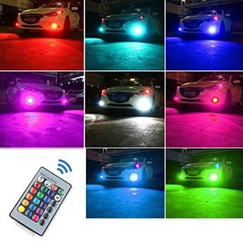 2vnt 3 Pagrindinių LED Nuotolinio Valdymo Flash Rūko žibintai, Automobilių Žibintai DRL Lemputės, Žibintai Atmosfera Lempa, Rinkinys, H8/H9/H11-RGB 5050 27SMD