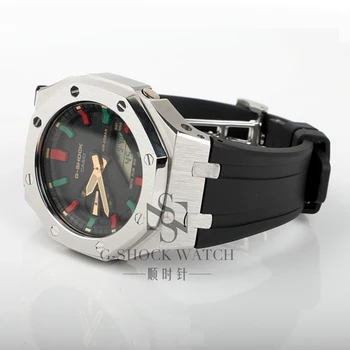 3-iosios Kartos GA2100 Gumos Dirželis Žiūrėti GA2110 Watchband Nerūdijančio Plieno Bezel už Casio G-Shock GA-2100 Mens Watch Priedai