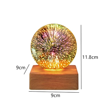 3D Fejerverkų Krištolo Rutulį Lempa Namų staliukas Atmosfera Šviesos Žvaigždėtas Dangus LED Šviesos Naktį