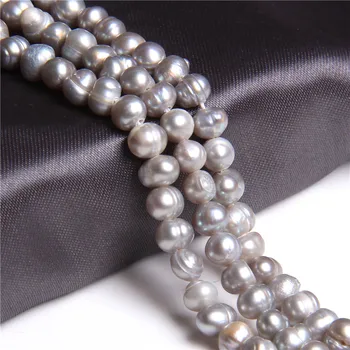 4-4.5 mm Gamtos pilka Bulvių gėlo vandens perlai prarasti perlų karoliukus, pilka, ovalo formos perlų karoliukai, Apyrankės Karoliai moterų papuošalai priėmimo