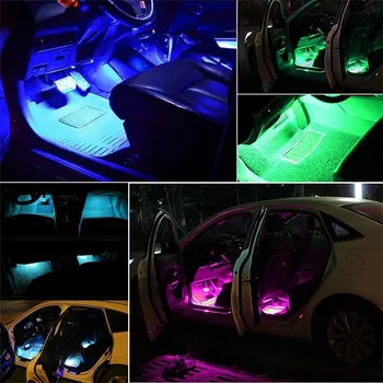 4pcs Automobilių RGB LED Juostelės Šviesos Dekoratyvinės 36SMD Atmosfera Lempos Automobilio Salono Lemputė Su Nuotolinio Automobilio Stiliaus