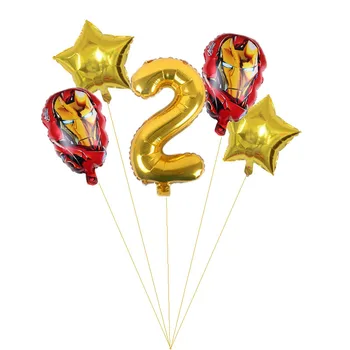 5 vnt geležinis Žmogus temą, Aliuminio folija, balionas Raudonas numeriai Berniukams ir kūdikiams gimtadienio Sienų apdailai Vaikas žaislas balionas
