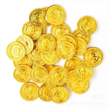 50pcs Piratų Žaidimas Monetos Replika Aukso Monetų Rekvizitai Helovinas Šalis, Miegamojo, Vaikų, Vaikų Šalis Dekoro Piratų Lobis Aukso Monetas