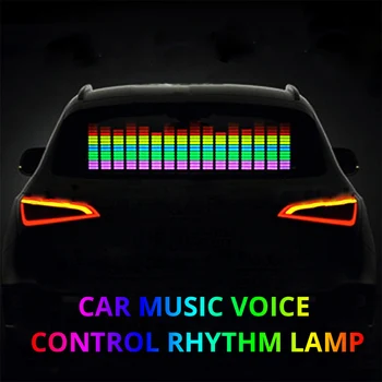 80X19CM Automobilį Muzikos Ritmą, Šviesos, Flash Automobilių Lipdukas LED EL Lapas Šviesos Lempos Garso Muzika Įjungta Ekvalaizeris Atmosfera Šviesos
