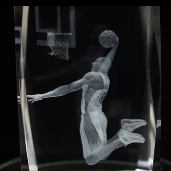 Amžinai Manba Kobe Bryant Dunk 3D Vaizdo Lazerio Viduje Crystal Cube Figūrėlės Statulos Stalo Apdailos