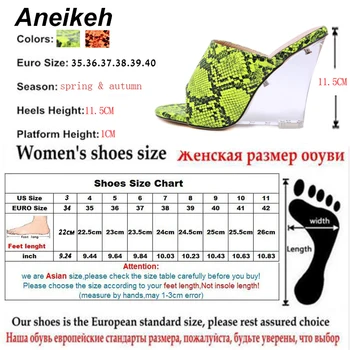 Aneikeh 2019 m. Vasarą Gyvačių Pleišto Moterų Sexy Šlepetės Skaidrus Šlepetės Kojų Super Didelį Trapecijos formos Aukšto Kulno Bateliai 35-40 Dydis