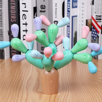 Ankstyvojo Ugdymo Macarons Mediniai Balansavimo Kaktusas Žaislas Nuimamas Blokai Baby Vaikų Raidos Žvalgybos Žaislas