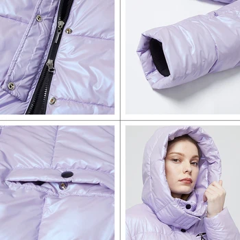 Astrid 2020 Nauji Žieminiai moteriški paltai moterims ilgas šiltas parko Šviesios medžiagos mados Striukė su gobtuvu didelių dydžių moteriška apranga 9510