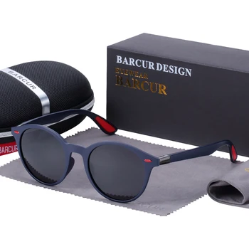 BARCUR Apvalūs Akiniai nuo saulės, Poliarizuoti TR90 Vyrų Saulės akiniai Moterų Vintage Akiniai Vyrų UV400 Oculos de sol