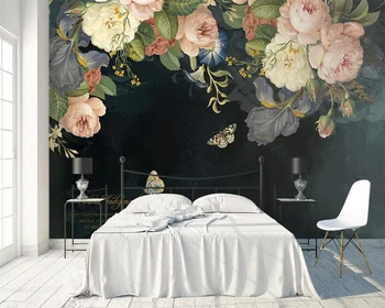 Beibehang Užsakymą tapetai derliaus aliejaus tapybai rožių gėlių sofa-lova, TV foną, sienos popieriaus namų puošybai freskomis 3d tapetai
