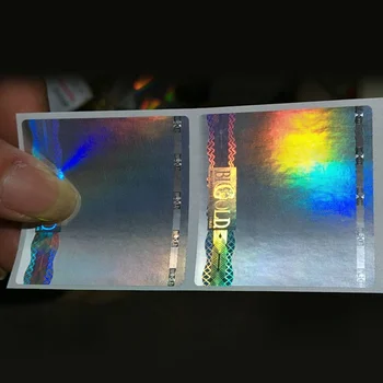 Bendrasis sidabro vaivorykštė holografinis folija 3d holograma lipdukas, galite tinkinti tekstus, ir brūkšninį kodą (QR kodą pagal save