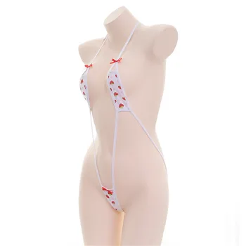 Bikini 2019 Seksualus spausdinimo Braškių Bow String Tuščiaviduriai Atvira nugara miela mergina, maudymosi kostiumėliai moterims, vienos dalies maudymosi kostiumėlis moterims monokini