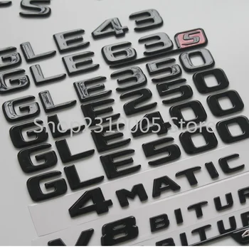 Blizgus Juodos Raidės Logotipas Ženklelis Mercedes Benz X166 GLS63 GLS63s AMG GLS350 GLS400 GLS500 V8 BITURBO 4MATIC+ Kamieno Lipdukas