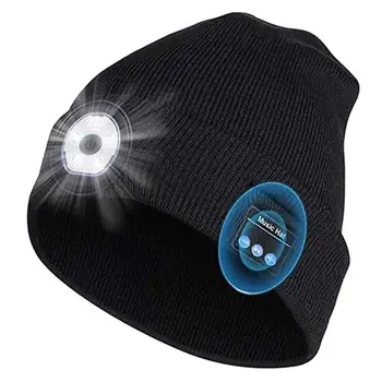 Bluetooth 5.0 laisvų Rankų įranga Megzti Skrybėlę Lauko Naktį Veikia Naktį Žvejybos LED Apšvietimas Slidinėjimo Kepurę HeadsetAuriculares Ausinės Ausinių
