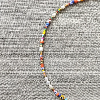 Boho stiliaus natūralių perlų karoliai pakabukas spalvingas ryžių granulių, sumaišoma ir suderinti mados vaivorykštė ilgai drabužių priedai akių necklac