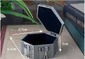 Daugiakampio alavo metalo papuošalų dėžutė su Egipto modelis atmintį suvenyrų dovanų dėžutėje atveju turėtojas makiažas organizatorius alavo lauke Z160