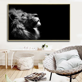 Didelio Dydžio Juodos ir Baltos spalvos Liūtas Tapybos Drobė Spausdinti Plakato Sienos Nuotraukas Kambarį Šiuolaikinės Apdailos Gyvūnų Nuotraukos