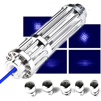 Didelis Galingas Mėlynas Lazeris Fakelas 450 nm 10000m Focusable Lazerinis Žymeklis parkeris Dėmesio Reguliuojamas Degimo Lazer fakelas