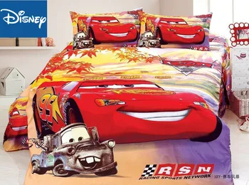 Disney Žaibas McQueen Automobilių Pigiau Patalynės Komplektas Twin Dydžio Už Vaikų, Miegamojo, Apdailos Vieną Plokščią Lapą, Antklodžių užvalkalus 3pcs
