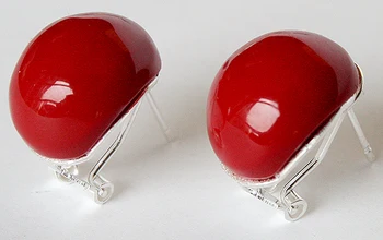 Dizainas, elegancija K Crystal 18mm 925 Raudonos, Koralų Karoliukų Stud Auskarai motinos bižuterijos .