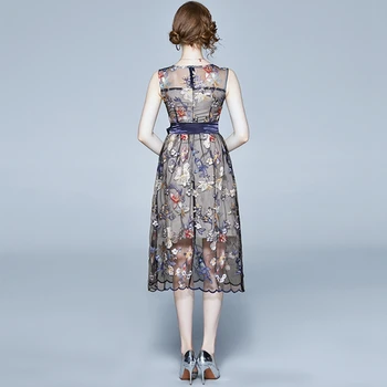 Elegantiška berankovė Akių Gėlių Siuvinėjimas varčias Ilga Suknelė 2020 Metų Vasaros Moterims Aukštos Kokybės šalis Suknelė