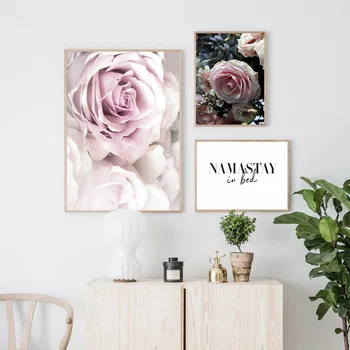 Elegantiškas Gėlių, Rožių Skandinavijos Plakatas Citatos Šiaurės Stiliaus Augalų Sienos Menas Drobė Spausdinti Tapybos Botanikos Apdailos Nuotrauką