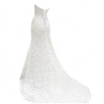 Elegantiškas Nėrinių Undinė Vestuvių Suknelė Iki 2021 M. Derliaus Pigūs Skraiste Prabangus Visiškai Balta Nėrinių Vestuvių Suknelės Undinė Chalatas De Mariage