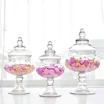 Europos stiliaus skaidraus Stiklo butelius dulkių nepraleidžiantis dangtelis laikymo tortas stovi desertas, saldainiai stiklainius arbatos caddy vestuvių vaza Apdaila