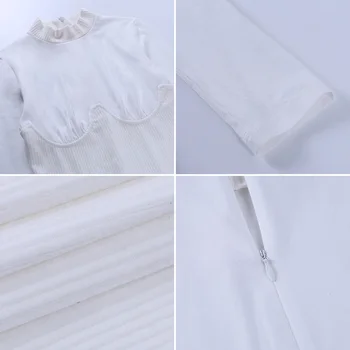 FANTOYE Žiemos Šonkaulio ilgomis Rankovėmis Suknelės Užtrauktuką Moterų 2020 M. Velvetas Kratinys Liesas Vestidos Baltas Plonas Vakare Šalis Suknelė