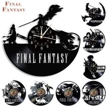 Final Fantasy Laikrodis Vinilo Įrašas Sieninis Laikrodis LED Sieninis Laikrodis | 7 Spalvų Šviesos Sieninis Laikrodis | Kūrybingas Dovanas Vaikai ir Draugai.