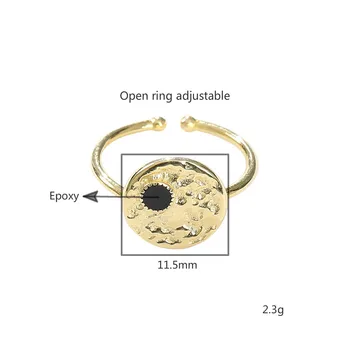 Flyleaf Ins Apvalios Juodos Spalvos Epoksidinių Aukso Nekilnojamojo 925 Sterlingas Sidabro Žiedai Moterims Fine Jewelry Atidaryti Žiedas Aukštos Kokybės Geometrinis Dizainas