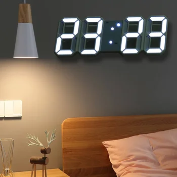 Fowecelt 3D LED Skaitmeninis Didelis Sieninis Laikrodis Modernaus Dizaino Namų Kambarį Apdaila Dienos Temperatūra Kalendoriaus Signalą, Stalo Laikrodis