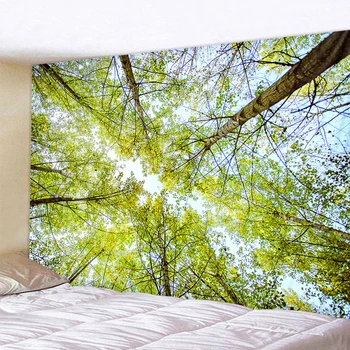Gamtos sienos gobelenas medžių miško žvaigždėtas dangus psichodelinio kiliminė danga, sienos medžiaga gobelenas palapinė Hipių medžio Mandala TAPIZ kraštovaizdžio