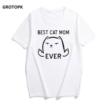 Geriausia Katė Mama Kada nors Moterų T-shirt, Derliaus Kawaiii Gyvūnų Laiškas Išspausdintas Prarasti Harajuku 