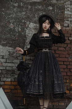 Gotikos rūmuose, saldus princesė lolita dress derliaus rudenį aukšto juosmens spausdinimo viktorijos suknelė kawaii girl gothic lolita cos loli