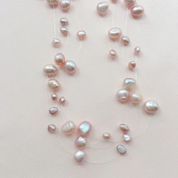 Gėlavandenių perlų vėrinį Gamtos Baroko Perlai Choker Karoliai Moterų Paprasta Stiliaus Rankų darbo Vestuvės Juvelyrika dovana spez