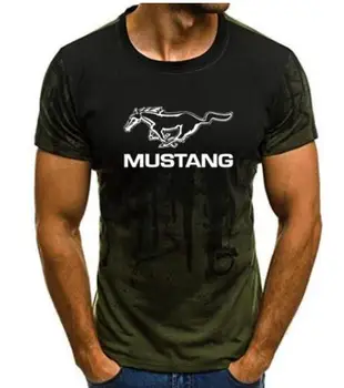 Iki 2020 m., Mustang T-shirt Vyrai Gradiento Spalvos trumpomis Rankovėmis Raumeningas Raumenų Pagrindinės Kietojo Palaidinė Marškinėliai Atsitiktinis marškinėlius Vasaros