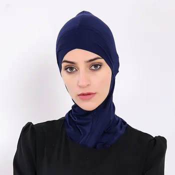Islamo medvilnės Underscarf kepurės Visiškai Padengti Vidinį Hijab Kepurės Musulmonų Turbaną variklio dangčio Moterų Kietas Modalinis Kaklo Galva, Pagal Šalikas Skrybėlės