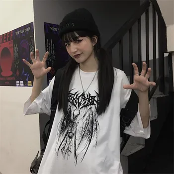 Japonija Naujų Vaikinų Harajuku Moterų tshirts Mados marškinėliai Kpop Kietas Naują hip-hop, punk Kietas streetwear tees Juoda Laisvi Marškinėliai