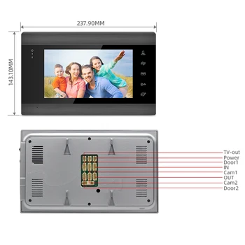 Jeatone 7inch Belaidis Wi-fi, Video Domofonas Sistema Home Video Domofonas Paramos Nuotolinis Atrakinimas,Pasiūlymas Aptikti Įrašų Durų Fotoaparatas