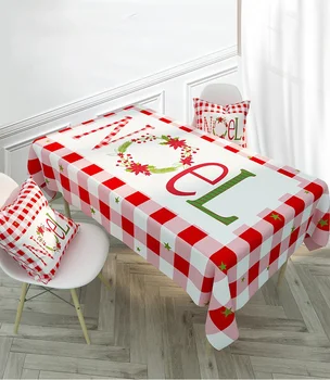 Kalėdinė staltiesė raudonas pledas stalo dangtis Lino staltiesė atspari vandeniui staltiesė Kalėdinė dekoracija staltiesė stačiakampio formos