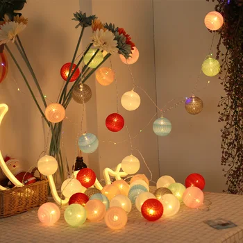 Kalėdų Kamuoliukus 6cm LED Medvilnės Kamuolys Šviesos Girlianda 