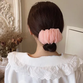 Korėjos Kelių sluoksnių Gofruotasis Organza Plaukų Lankai Didelio Dydžio prancūzų Įrašą Perdėti Bowknot plaukai surišti į uodegą Staigius Moterų Plaukų Aksesuarai