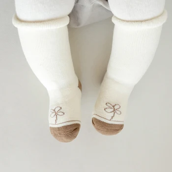Kūdikių kojinės žiemą šiltas kojines anti-slip medvilnės kilpinius grindų kojinių bebe mergina šlepetės naujas gimęs kojų šildytuvus vaikams, vaikiška kojinės 3pairs