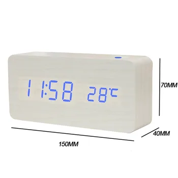 LED Skaitmeninis Laikrodis-Žadintuvas Despertador Garso Kontrolės USB/AAA Temperatūra Medinis Laikrodis LED Ekranas, Elektroninė Darbalaukio Stalo Laikrodis