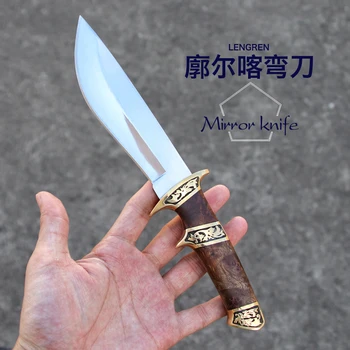 LENGREN Nepalo veidrodis peilis 9CR18MOV Plieno Šešėlis medžio rankena šiaurės Amerikos medžioklės peilis išgyvenimo lauko aštrių taktinis peilis